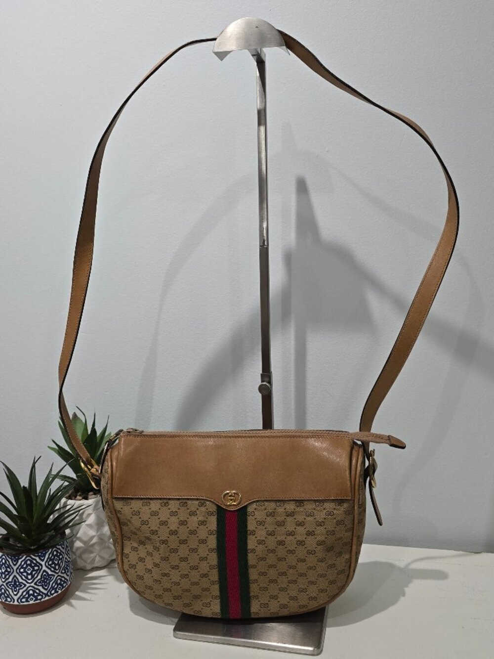 Gucci - Vintage GG Monogram Shoulder Bag, Web Stripe, Made in Italyβββ
